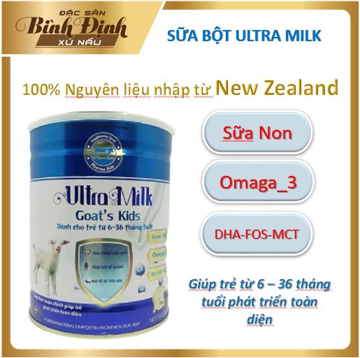 Combo 4 lon Sữa bột cho bé từ 6 đến 36 tháng Ultra Milk Goat's Kids, giúp bé phát triển toàn diện - Hộp 900gr