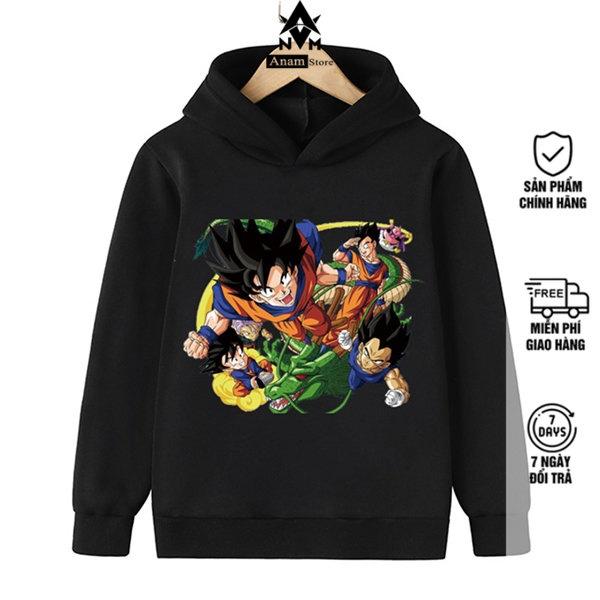 Áo Hoodie Đen Trắng Nam Nữ 7 Viên Ngọc Rồng , Vải Nỉ Ngoại Dầy Dặn