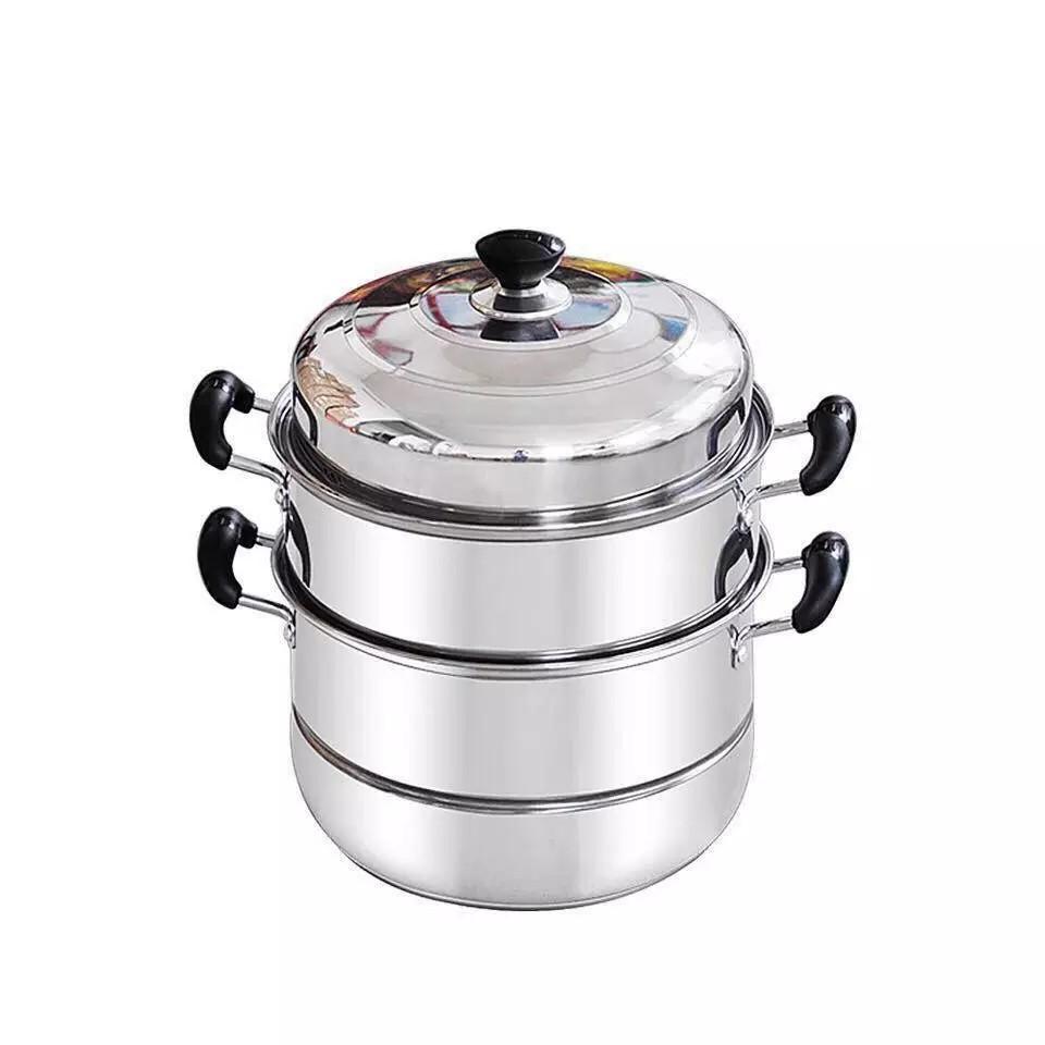 Nồi hấp inox đa năng 2 tầng 3 đáy cao cấp, Nồi hấp 3 tầng đường kính 28cm