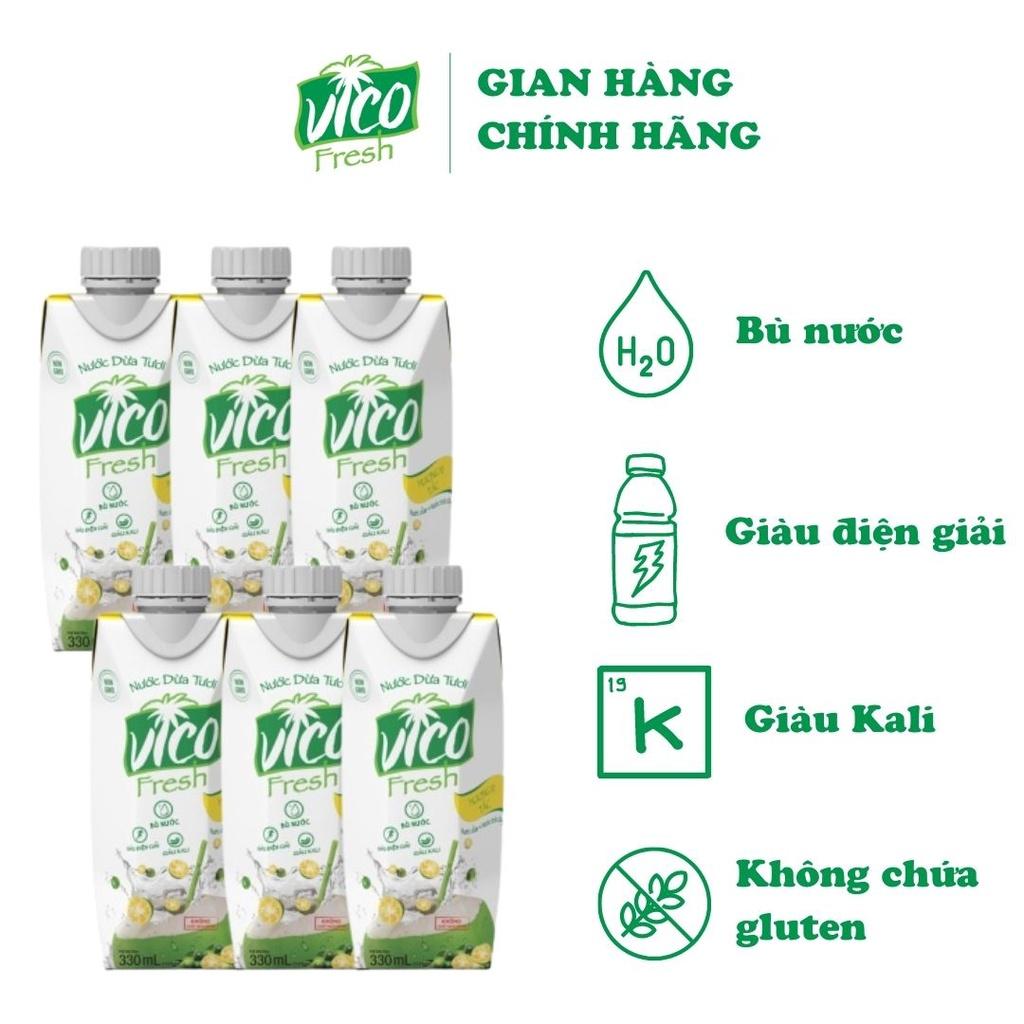 Nước Dừa ACP Vico Fresh Hương Vị Tắc - Combo 6 Hộp Nước Dừa 330ml