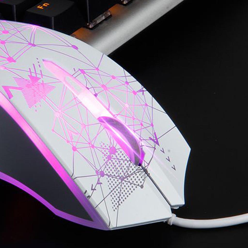 AJ119 USB Wired Gaming Computer Mouse 6 Button 3200DPI Mice for PC White