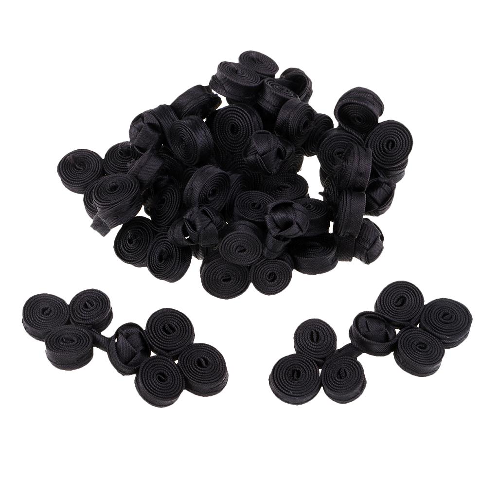 20 Cặp Trung Quốc Nút Thắt Nút 3 Bánh Xe Cho Sườn Xám Đường Bộ Đồ Đen Vàng
