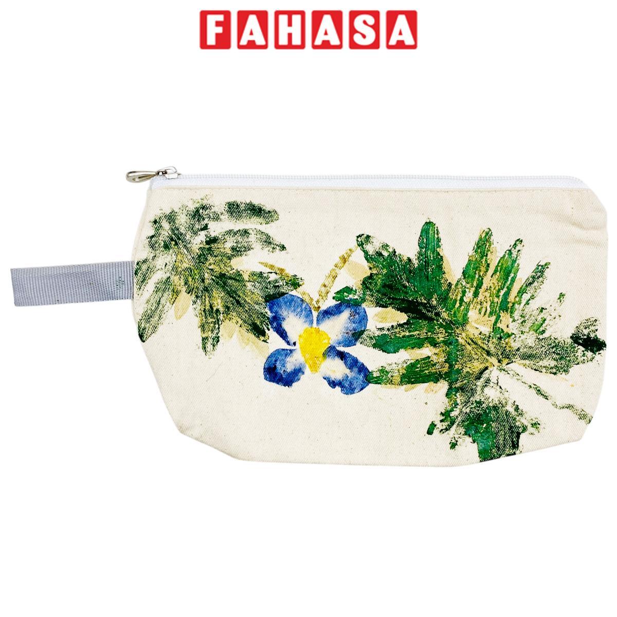 Túi Bút Vải Canvas In Hoa Lá Tươi - Saigon Zerowaste - Mẫu 3