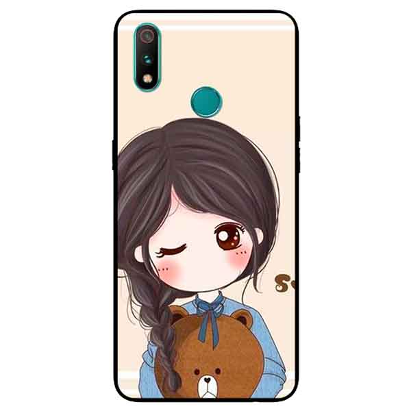 Ốp Lưng in cho Realme 3 Pro Mẫu Nàng Ôm Gấu - Hàng Chính Hãng