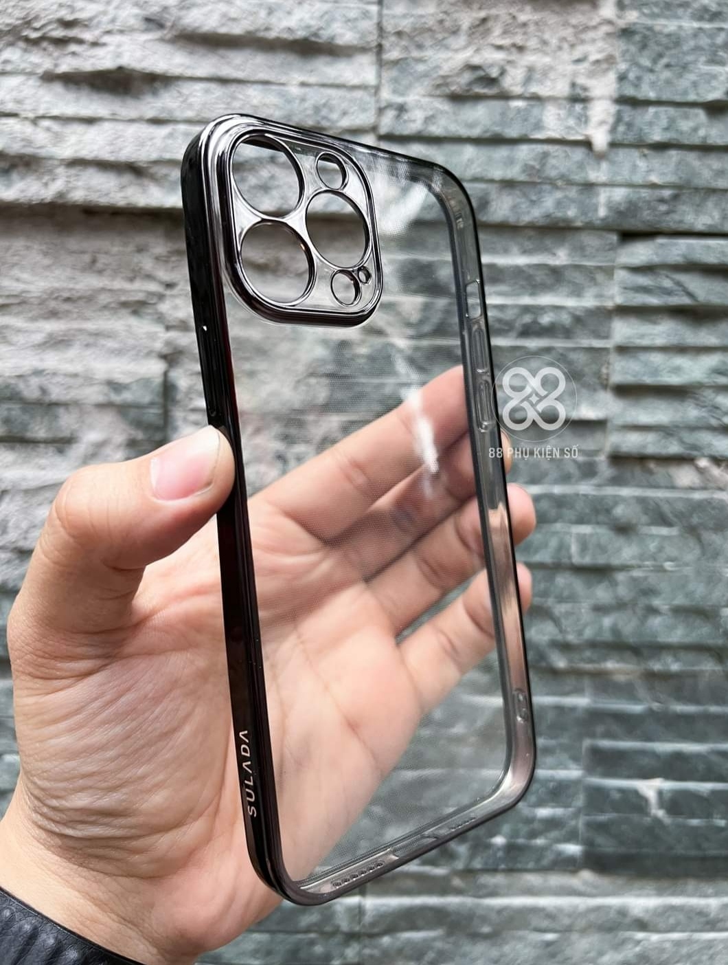 Ốp lưng Sulada viền màu bảo vệ camera dành cho iphone 14 promax - Hàng Chính Hãng