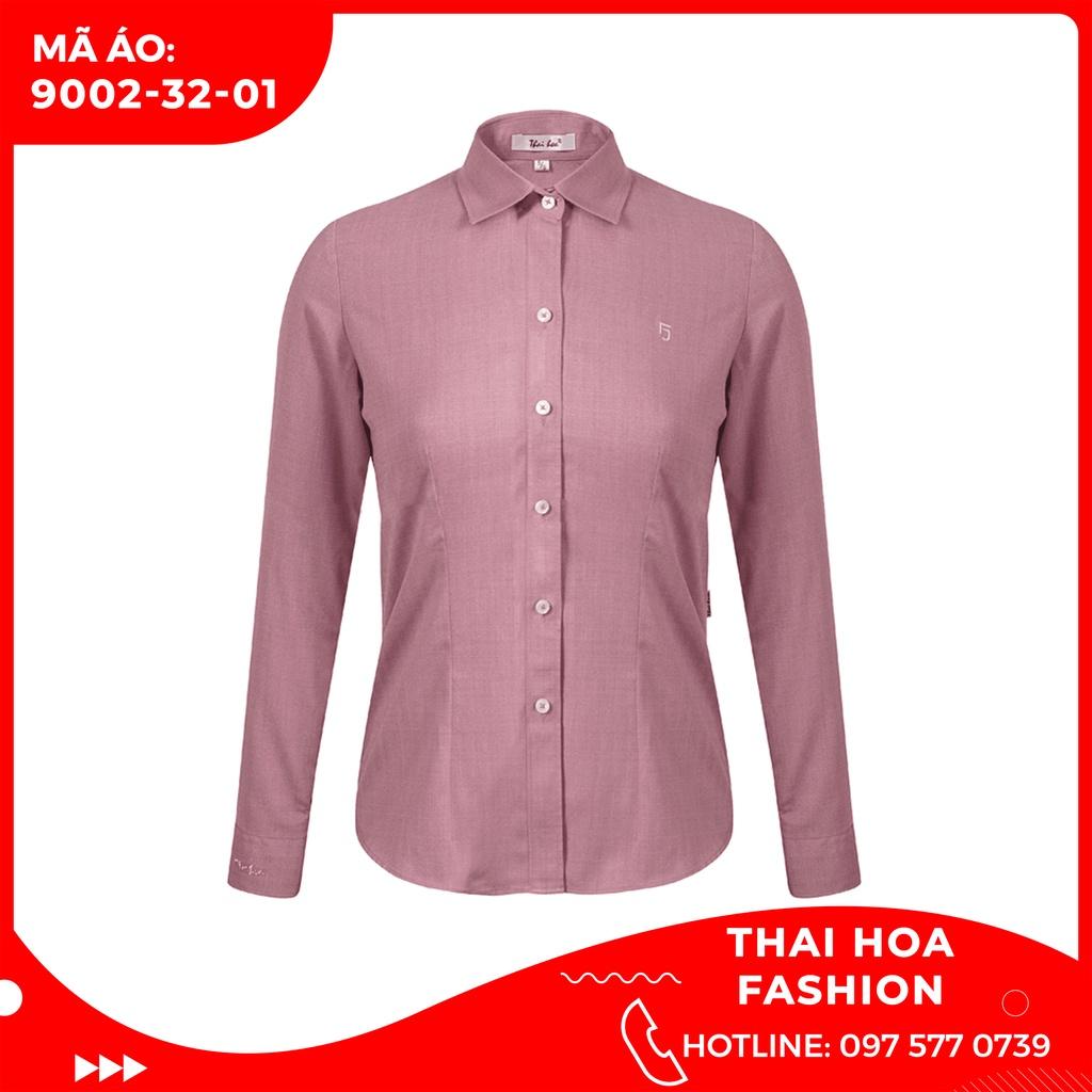ÁO SƠ MI NỮ THÁI HÒA PHONG CÁCH CÔNG SỞ 9002- 32-01 MÀU HỒNG DÀI TAY