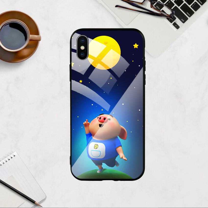 Ốp Lưng Kính Cường Lực cho điện thoại Iphone X / Xs - Pig Cute 07