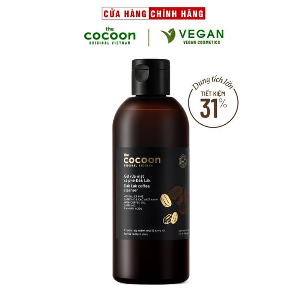 Bigsize - Gel rửa mặt cà phê Đắk Lắk Cocoon cho làn da tươi mới và rạng rỡ 310ml - 100 Vegan - My phâm thuân chay