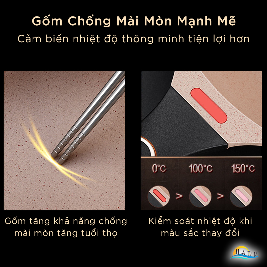 Nồi Chống Dính Bếp Từ Có Nắp 18cm Cao Cấp Cảm Biến Nhiệt Độ Thông Minh Đạt Chất Lượng LFGB Đức SSGP