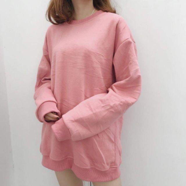 ÁO SWEATER BASIC PINK HỒNG TRƠN UNISEX - L12
