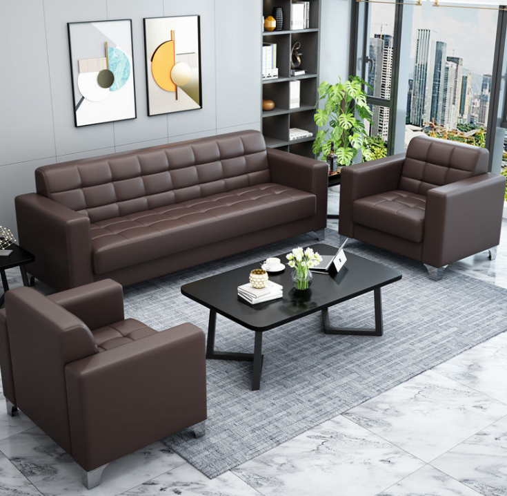 Bộ sofa băng văn phòng bọc da cao cấp Juno Sofa kèm ghế đơn HVPCT-09