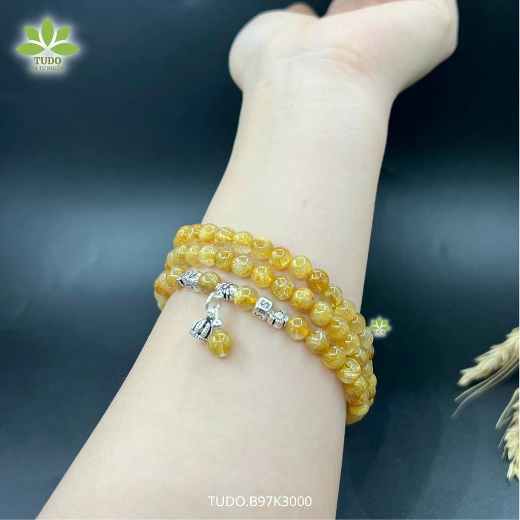 Vòng Tay Nữ Đẹp - Vòng Phong Thủy Mệnh Kim Thổ TUDO VCBTATV B97K3000 AG925 Charm Vương Miện, Tóc Vàng - Sự Nghiệp