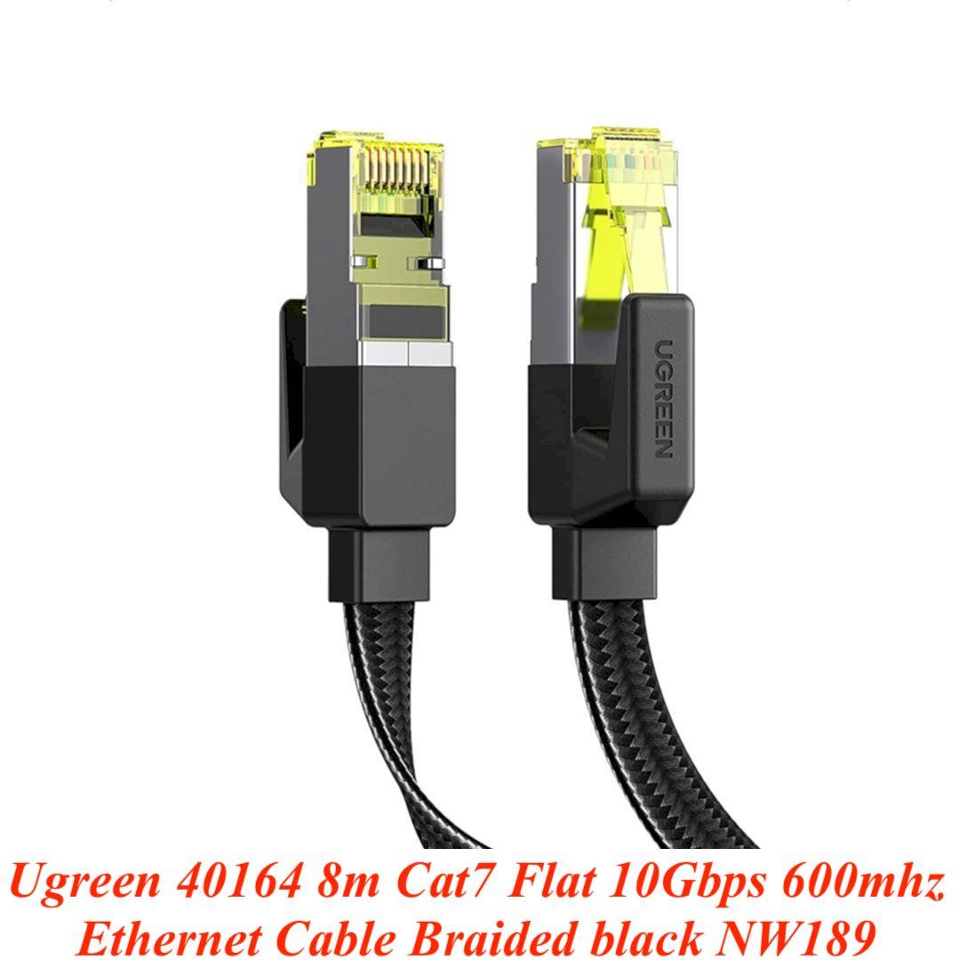 Ugreen UG40164NW189TK 8m 10Gbps 600mhz dây dẹt Nylon Braided Màu Đen Cáp mạng Cat7 - HÀNG CHÍNH HÃNG