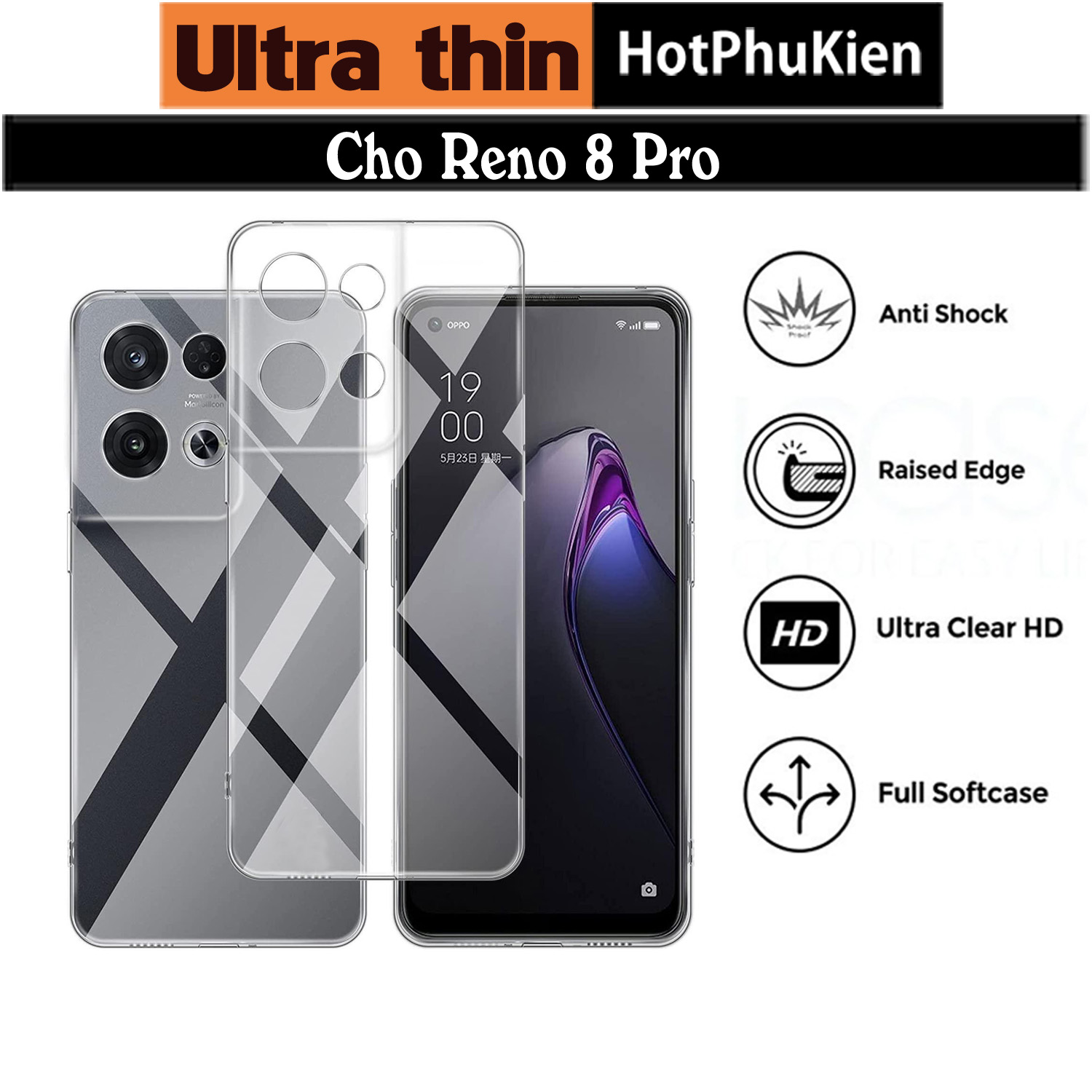 Ốp lưng silicon dẻo cho Oppo Reno 8 Pro hiệu Ultra Thin trong suốt mỏng 0.6mm độ trong tuyệt đối chống trầy xước - Hàng nhập khẩu