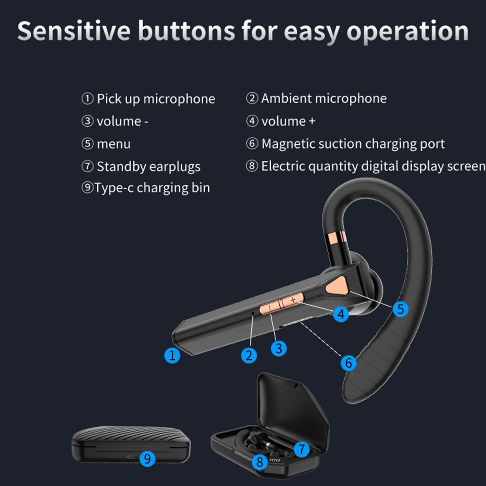 Ear Hook Headset Earpiece Handsfree Phones for Mountaineering Single Ear