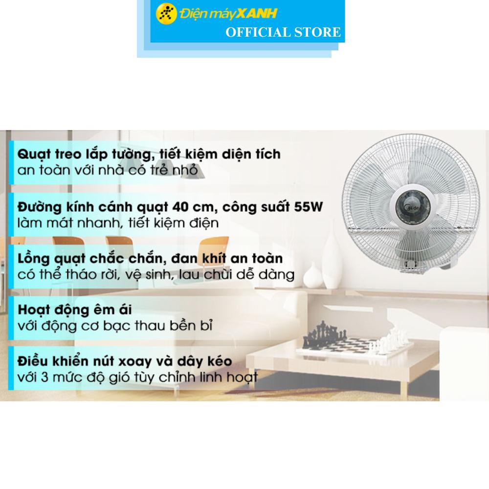 Quạt treo tường Midea 3 cánh FW40-6H 55W - Hàng Chính Hãng