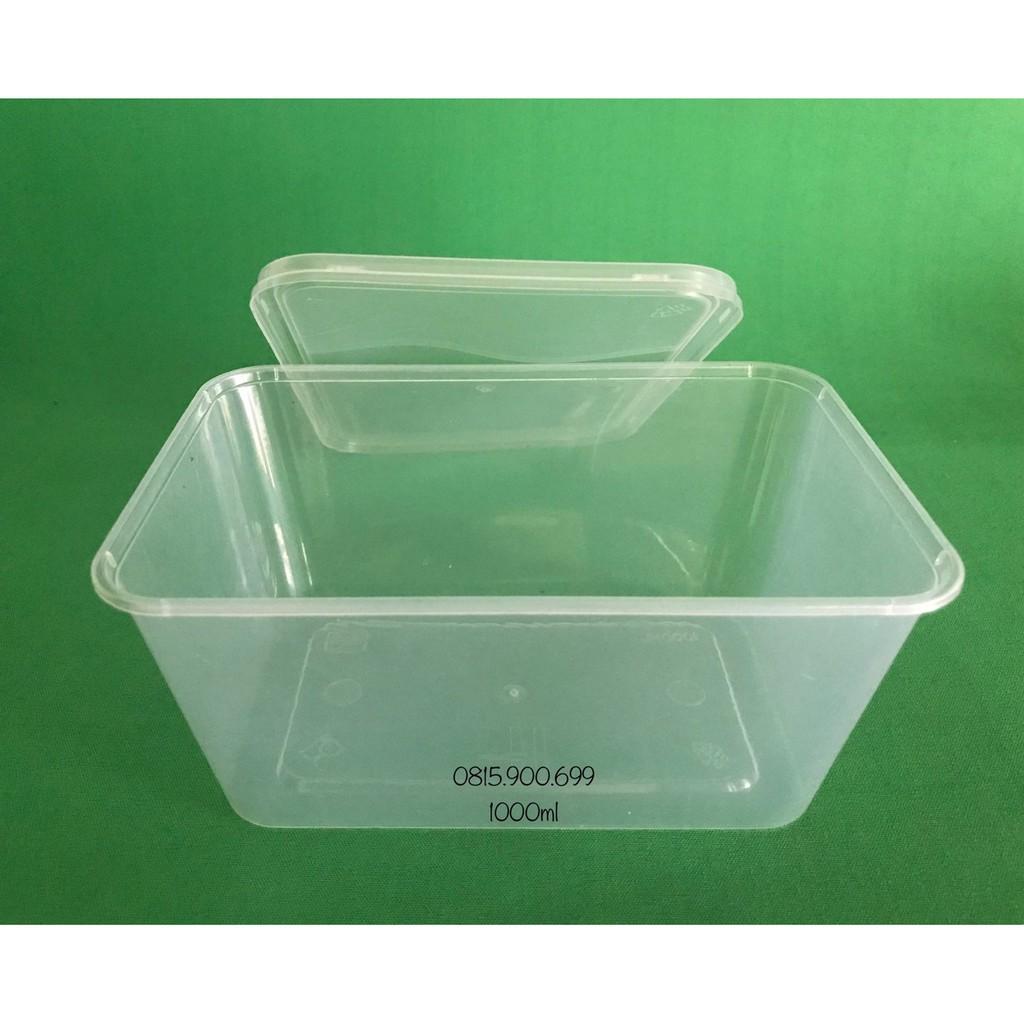 100 BỘ HỘP NHỰA HÌNH CHỮ NHẬT CÓ NẮP 1000ML