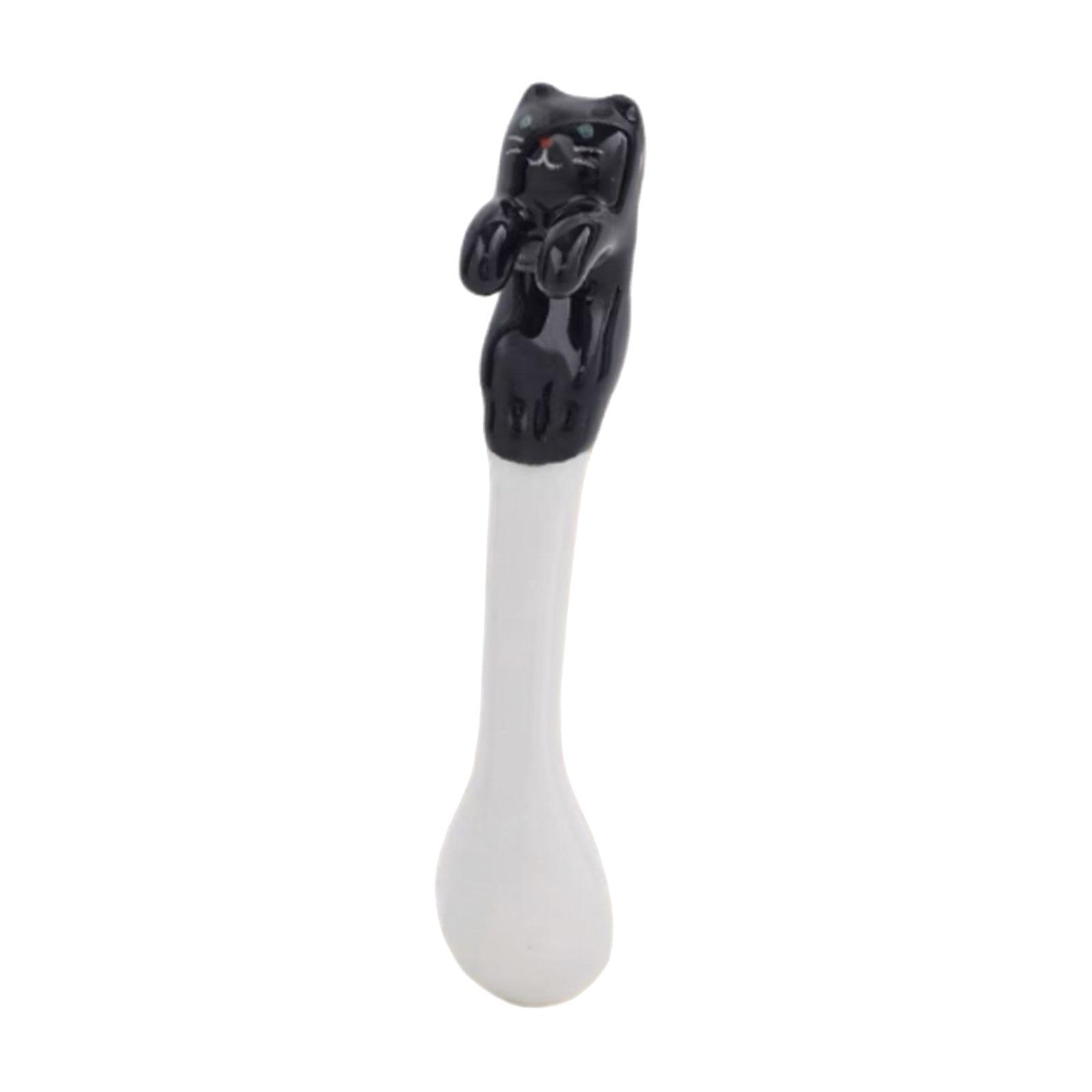 Hanging Coffee Spoon, Small Cat Animal Spoon, Kitchen Tools Ice Cream Flatware Ceramic Cat Spoon, Hangable Tea Spoon, for Kitchen Restaurant