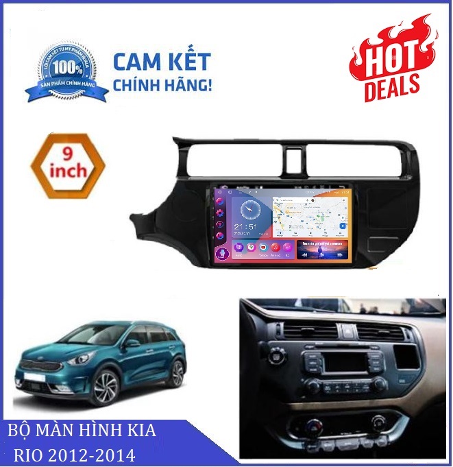 [TẶNG PHẦN MỀM V.I.E.T.M.A.P.S.1]BỘ MÀN HÌNH DVD ANDROID OTO A.5 Bộ nhớ 2GB RAM+ 32GB ROM CHO XE KIA RIO 2012-2014 Hệ điều hành Android 10 Màn hình chuẩn QLED HD đi kèm bộ sản phẩm là mặt dưỡng+jack nguồn theo xe