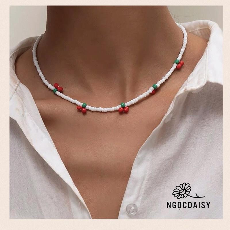 N89 Bộ nhiều mẫu dây chuyền handmade hạt Cườm trái cherry xinh xắn