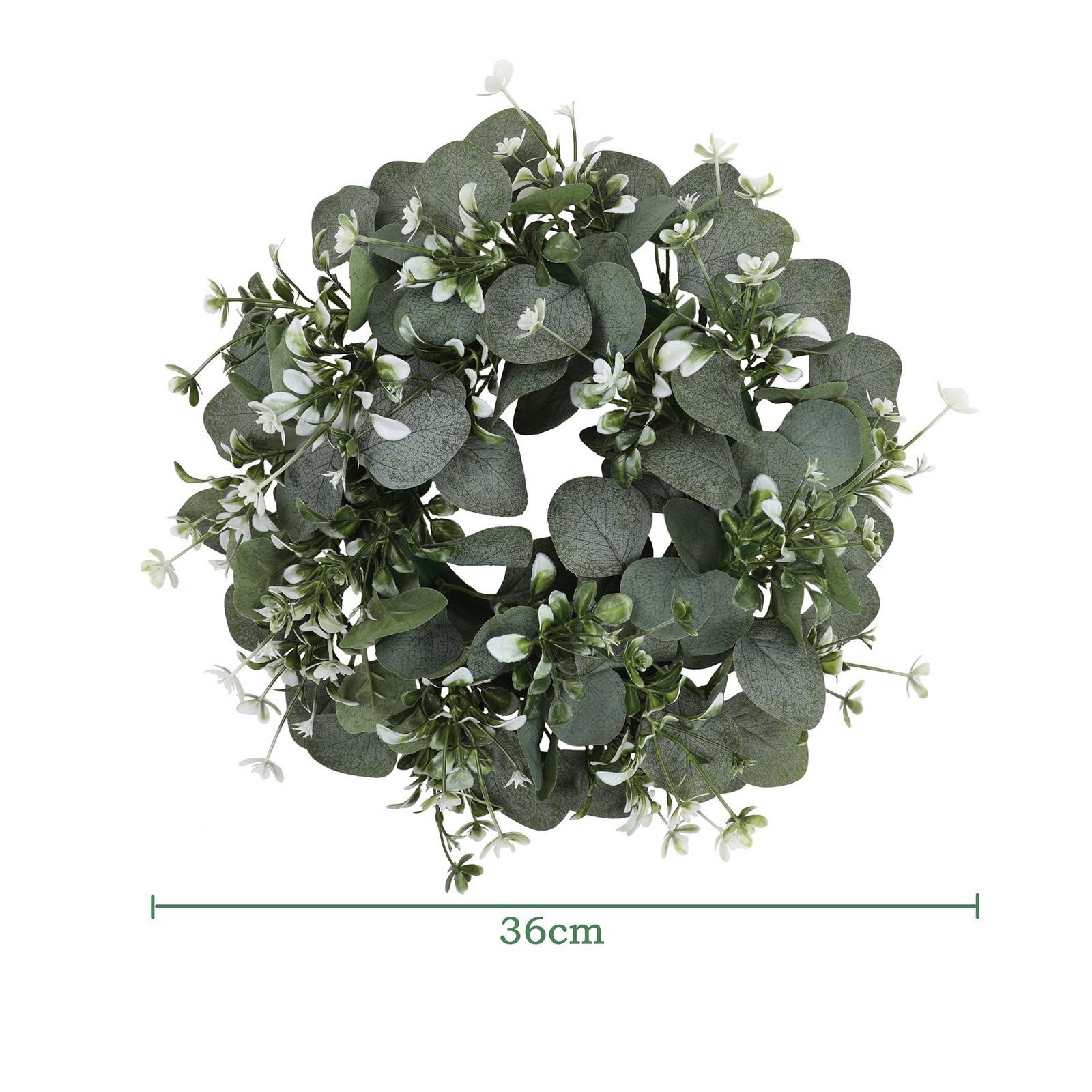 Artificial Wreath Large Green Leaf Wreath Garland Decoration Durable Front Door Eucalyptus Wreath for Garden Patio