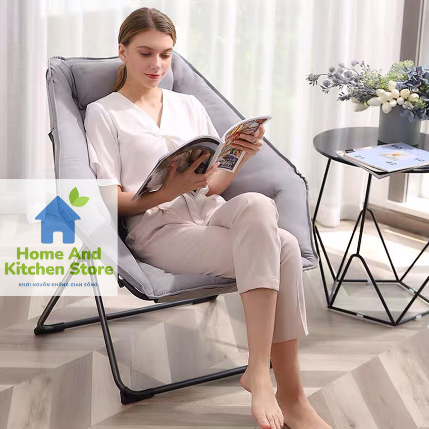 Ghế lười gấp gọn - ghế thư giãn KÈM GỐI ngồi đọc sách, xem phim, decor phòng - ghế sofa lười đa năng