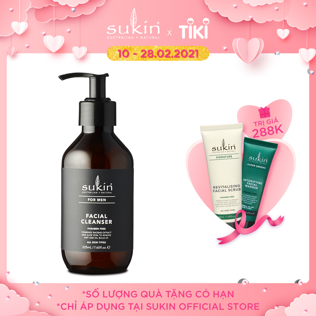 Sữa rửa mặt dành cho nam Sukin For Men Facial Cleanser 225ml