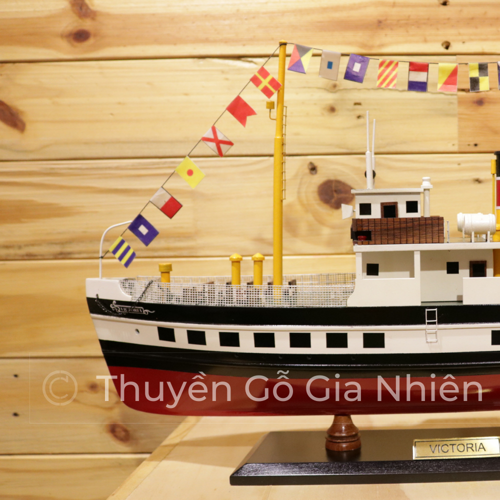 Mô Hình Thuyền Gỗ Phong Thủy Gia Nhiên, Thuyền Du Lịch Gỗ VICTORIA, Dài 50cm, Thuyền Trang Trí Xuất Khẩu Chất Lượng Cao