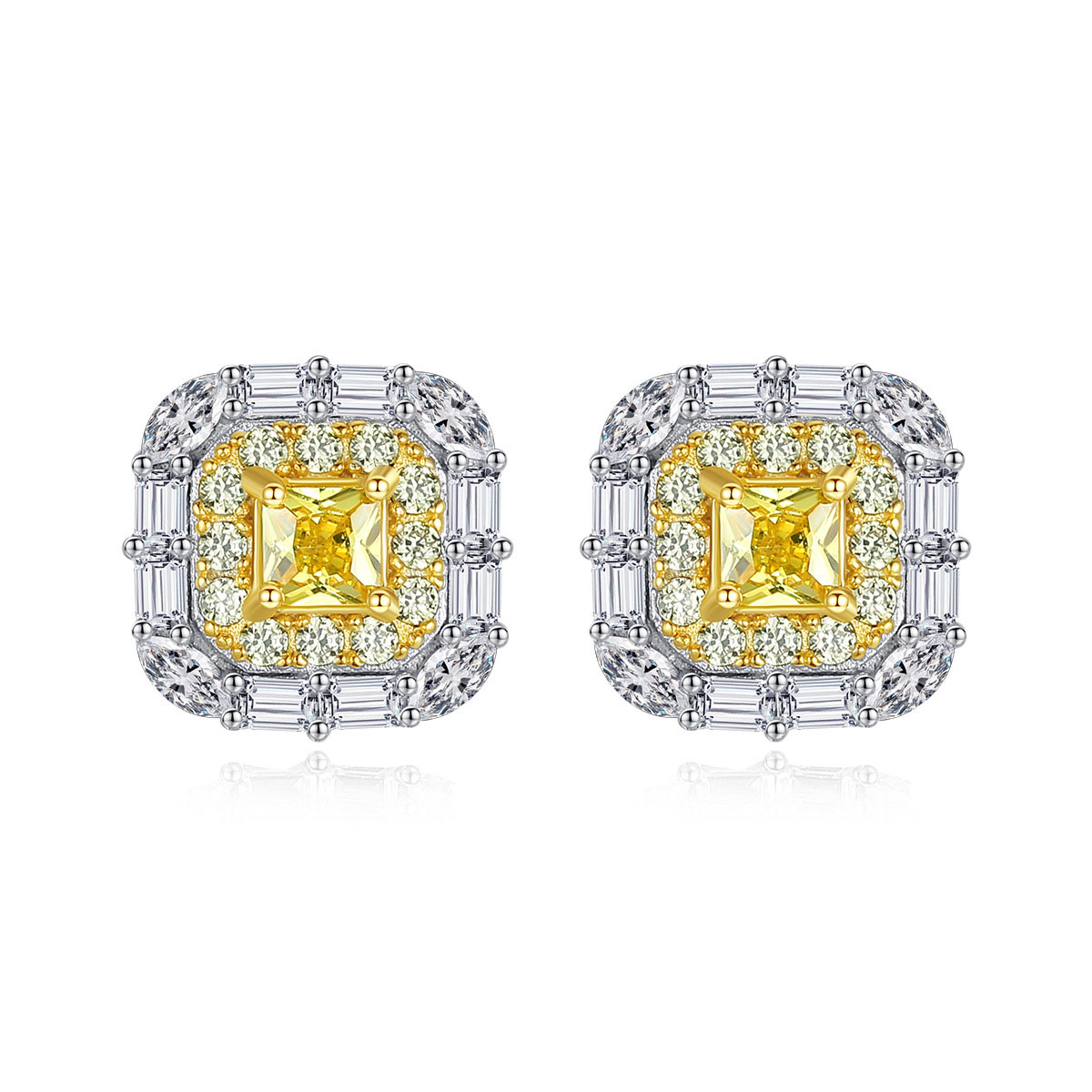 Bộ Trang Sức Bạc Kim Cương Nhân Tạo Moissanite Ánh Vàng - BDM2303 - Bảo Ngọc Jewelry