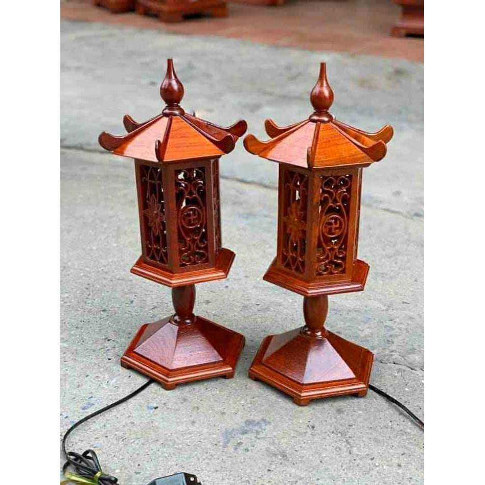 Đèn thờ gỗ hương ta mái chùa