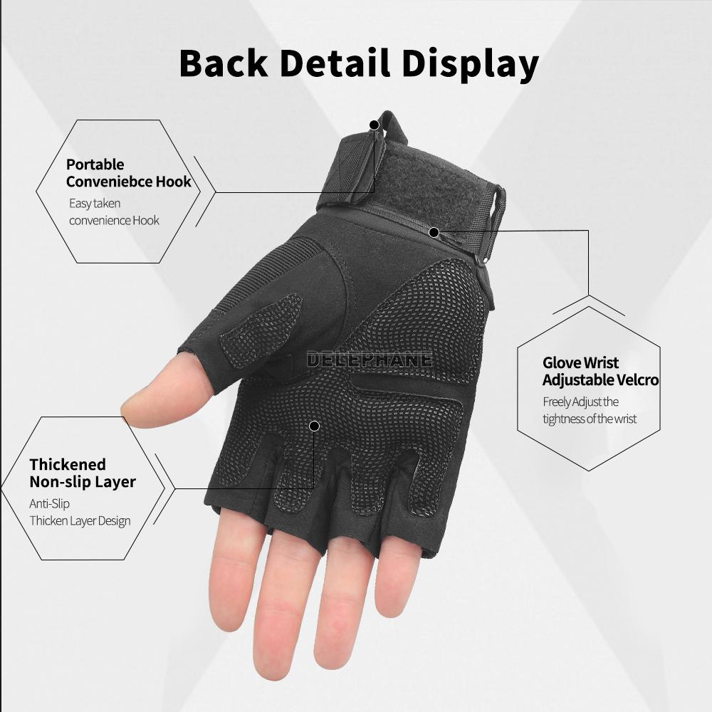 Thể Thao Mùa Hè Găng Tay Chiến Thuật Cơ Bản Bảo Vệ Tay Fingerless Gloves Chống Trơn Trượt Đen Găng Tay Quân Đội Quân Đội Nam Chụp Tập Gym