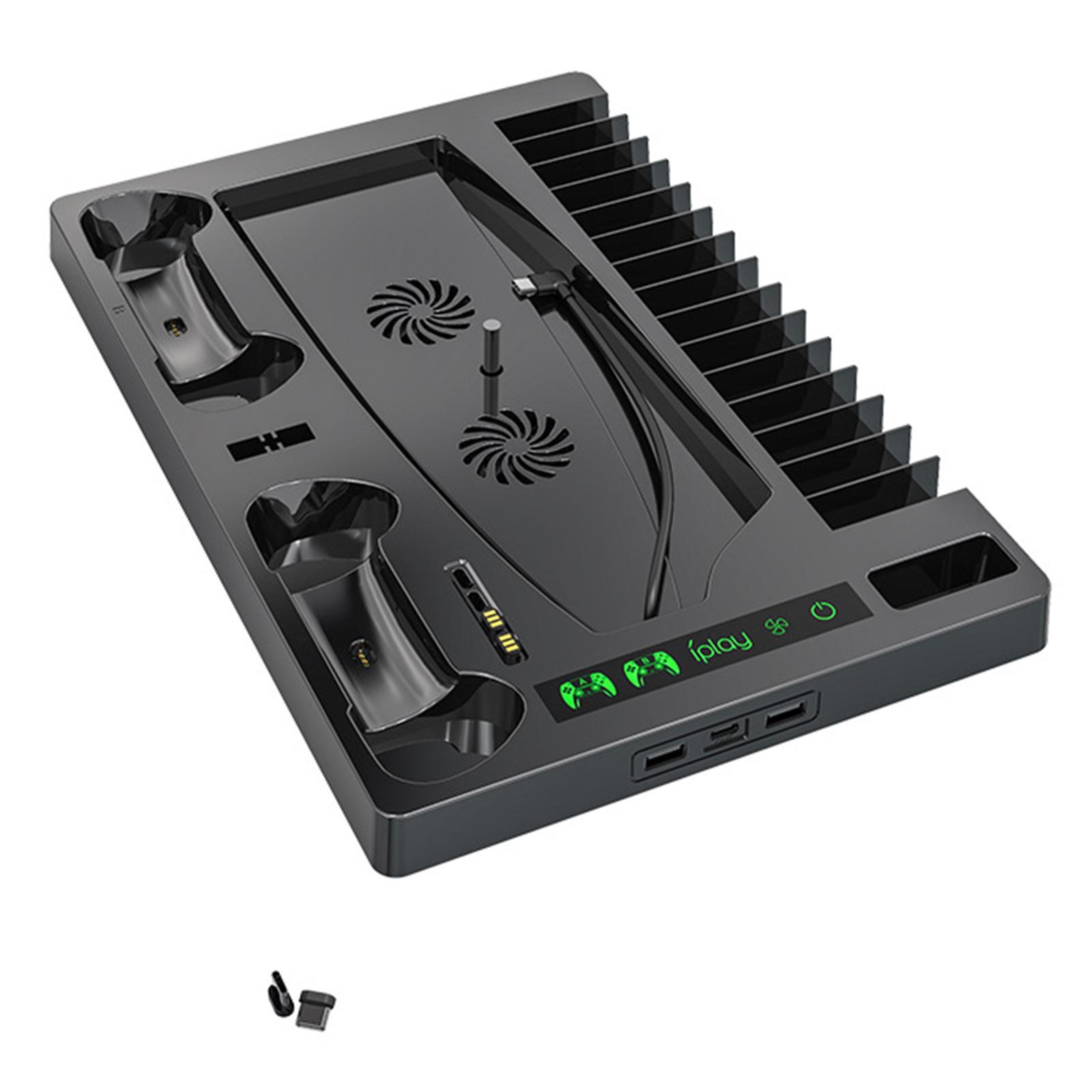 Vertical Stand with Cooling Fan USB Hub For PS5 Dual Controller Consoles