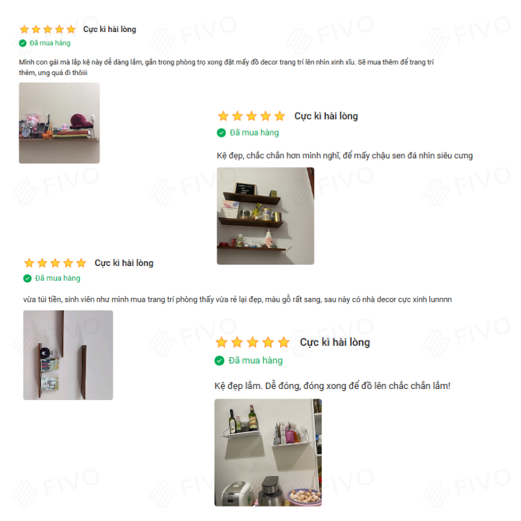 Kệ Trang Trí Treo Tường Gỗ MDF 17mm Chống Ẩm FIVO FB41 Đơn Giản Tiện Dụng Dễ Dàng Gắn Tường - Hàng Chính Hãng