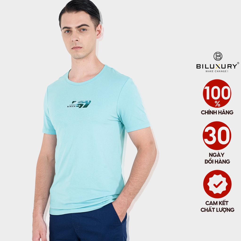Áo Thun Nam Ngắn Tay Cổ Tròn  Chất Liệu Cotton Cao Cấp Trẻ Trung, Thoáng Mát Chính Hãng Biman By BiLuxury 5APKH010XNG