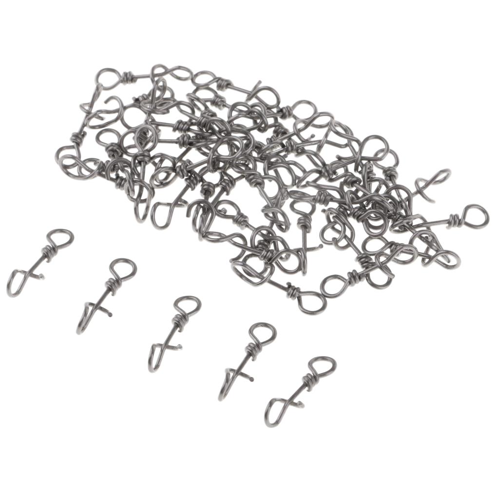 50 Pieces Stainless Steel Quick Lock Fishing Snap Clip Swivel Connector 15mm