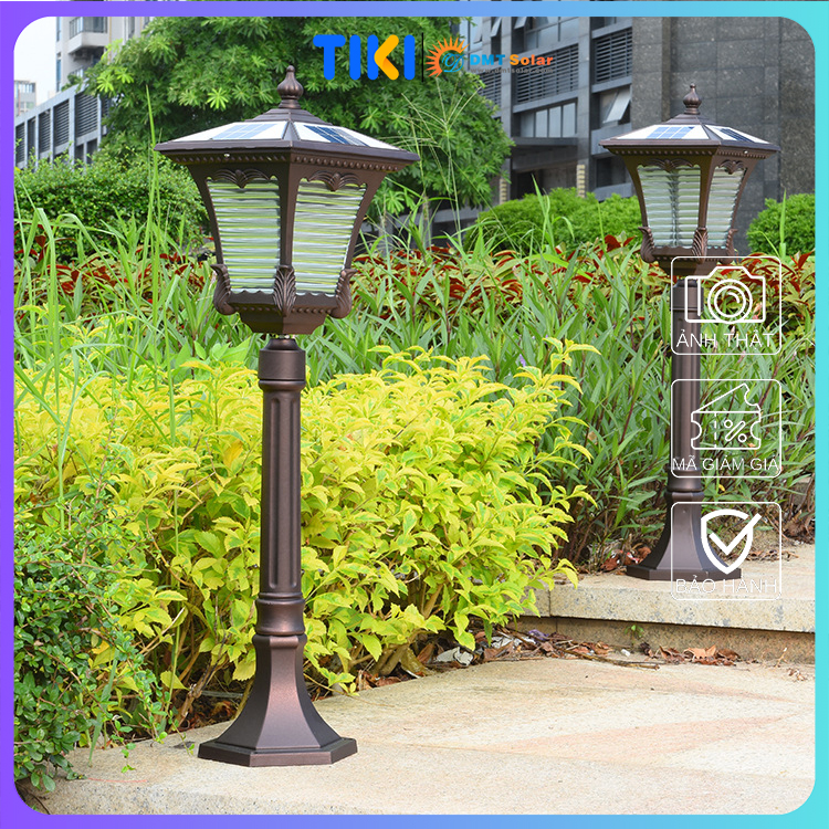 Đèn trụ sân vườn cổ điển năng lượng mặt trời TS21D cao 75cm [3 màu ánh sáng]