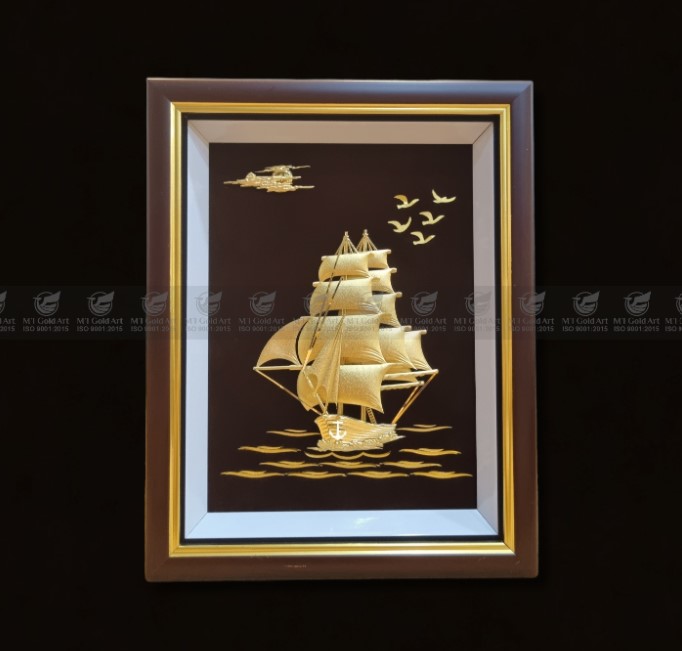 Tranh thuyền thuận buồm xuôi gió mạ vàng 24k MT Gold Art- Hàng chính hãng, trang trí nhà cửa, phòng làm việc, quà tặng sếp, đối tác, khách hàng, tân gia, khai trương