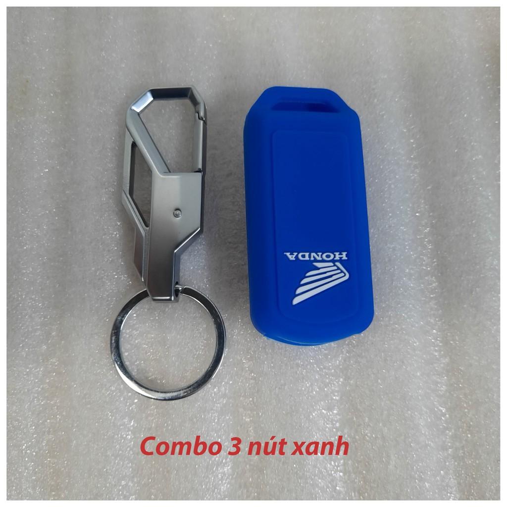 Combo Móc khóa và bọc khóa Silicon Smartkey SH, SHMode, PCX cũ 3 nút bấm đen