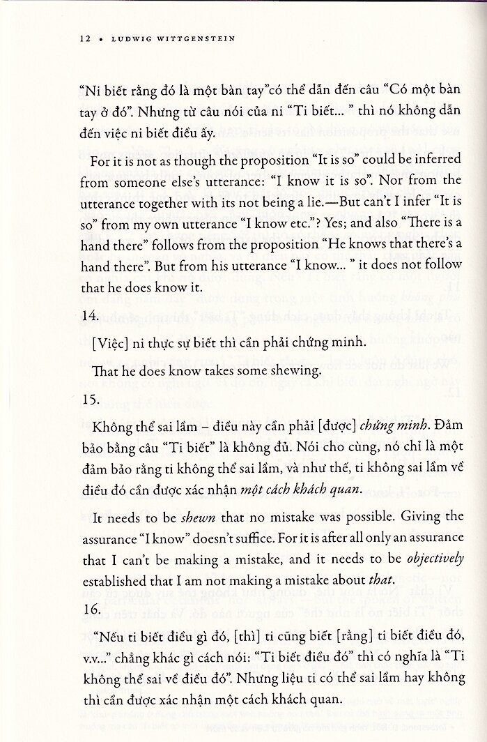 Về Tính Chắc Chắn - Ludwig Wittgenstein - Trần Đình Thắng dịch -