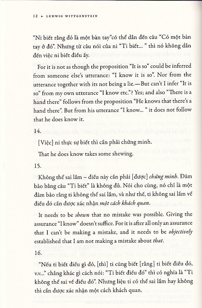 Về Tính Chắc Chắn - Ludwig Wittgenstein - Trần Đình Thắng dịch - (bìa mềm)