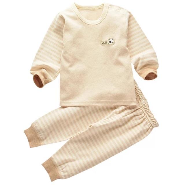 Set quần áo Thu Đông 100% cotton hữu cơ tự nhiên cho bé 3-24m