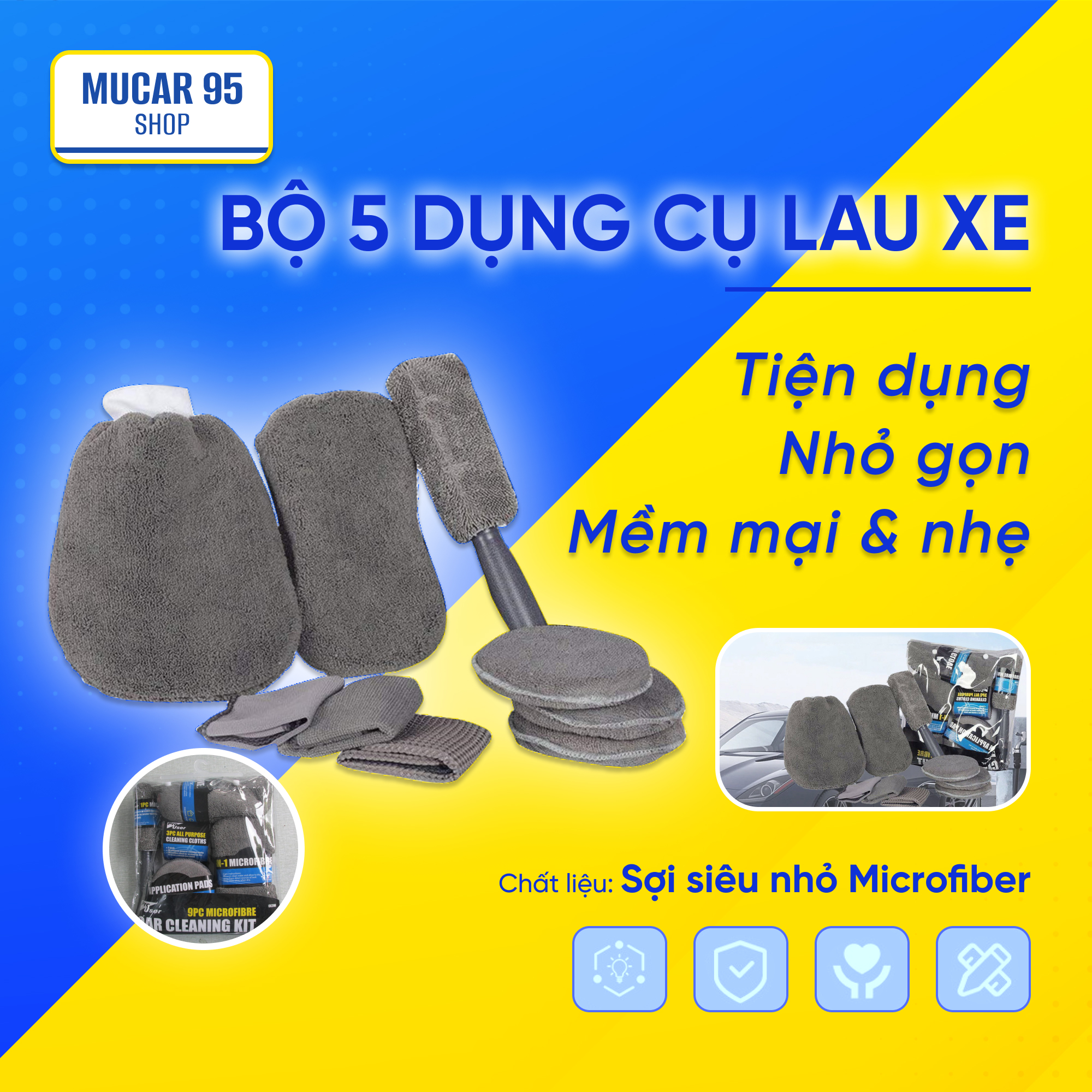 Bộ 5 dụng cụ lau xe