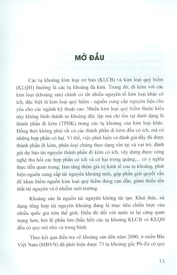 Khoáng Sản Đi Kèm Trong Các Mỏ Pb-Zn Đông Bắc Việt Nam