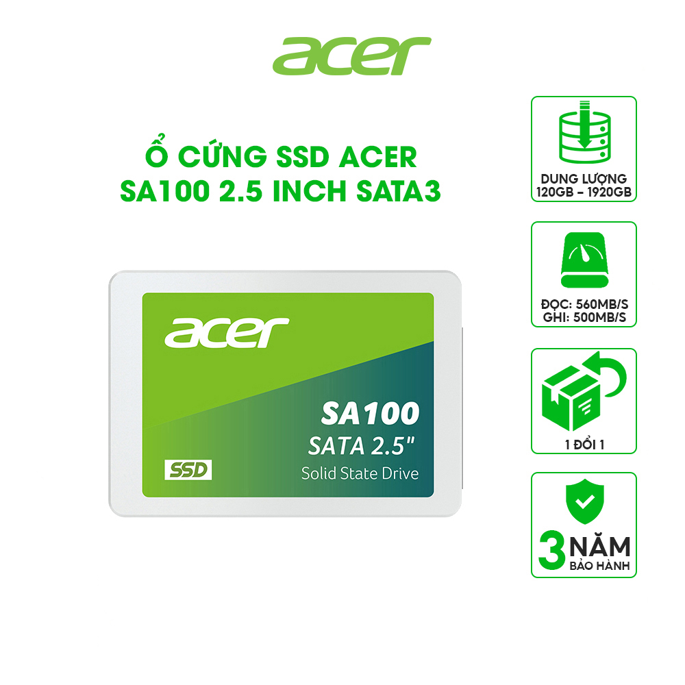 Hình ảnh Ổ cứng SSD Acer SA100 SATA 3 3D NAND 120GB - 1920GB - Hàng chính hãng