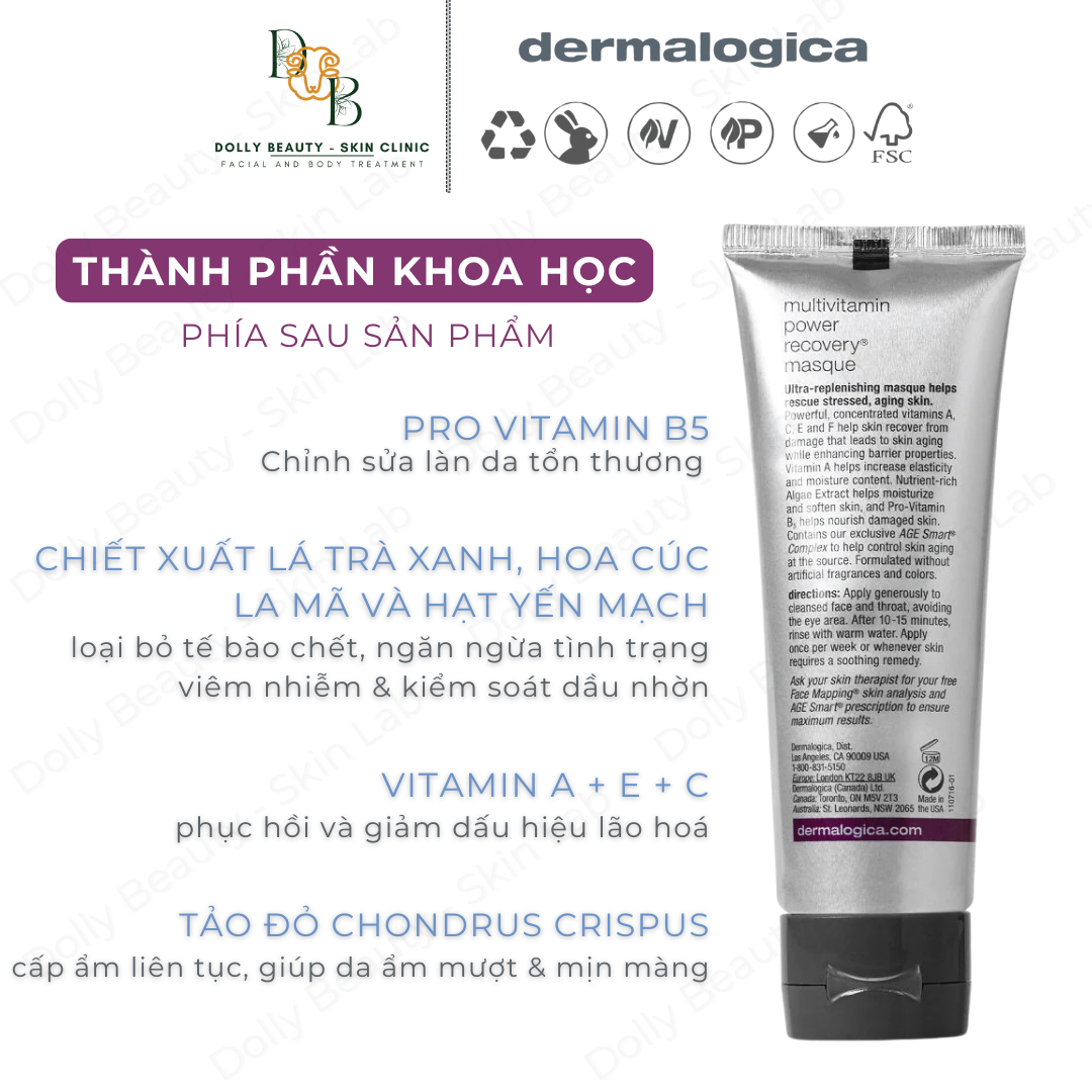 Mặt nạ vitamin cô đặc MULTIVITAMIN RECOVERY MASQUE 75ml của Dermalogica - Dolly Beauty