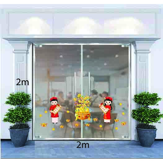 Decal Dán Tường Trang Trí Tết Bé Chúc Xuân