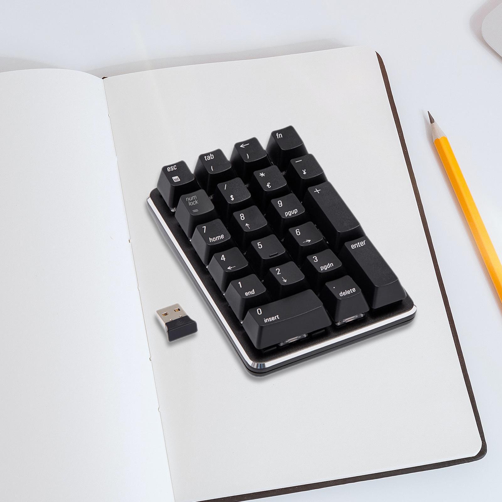 2.4G Wireless Mechanical Numeric Keypad 21 Keys Mini Keyboard Black