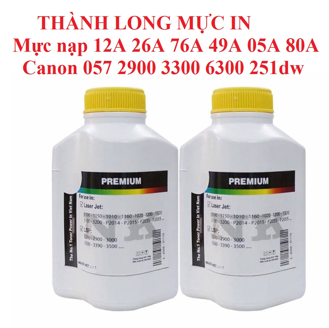 Mực nạp 12A hàng chính hãng Alphacartridge dành cho hộp mực 26A 05A 49A FX9 máy in Canon 2900 3000 3300 6300 251dw 252dw HP 1010 1020 2055 Pro 400 m402 m402nw 1230