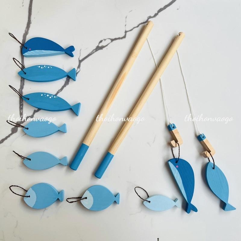 Bộ đồ chơi câu cá bằng gỗ XANH
