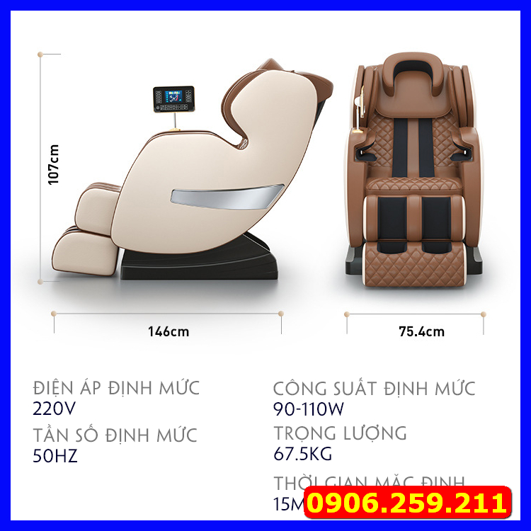 Ghế Massage Trị Liệu Toàn Thân Cao Cấp - Ghế MassageTrục SL Bi Lăn Tự Động ,Màn hình cảm ứng